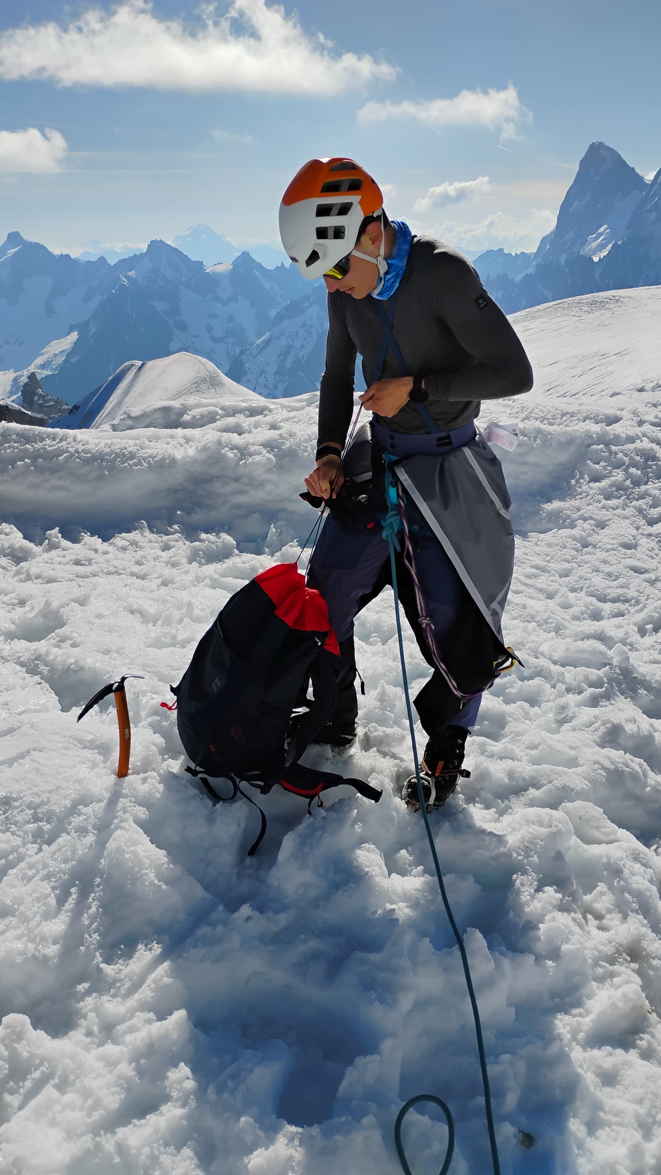 Thomas Fernandez sur le glacier du Mont-Blanc